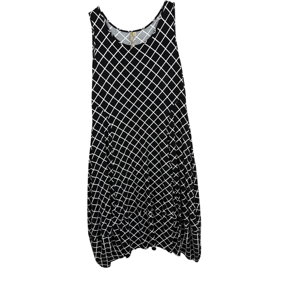 Comfy USA Black White Geometric Balloon Midi Dress Made in USA XL